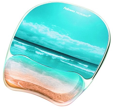 Fellowes Photo Gel Mouse Pad and Wrist Rest with MICROBAN Protection, Sandy Beach (9179301) by Fellowes 9179301