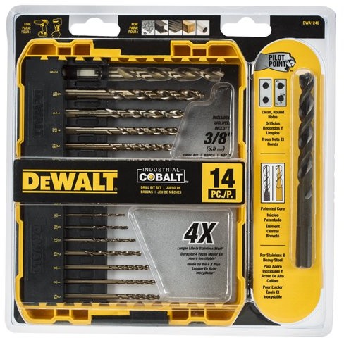 DeWalt Elektrowerkzeuge DeWALT dwa1240 pilot Point przemysłowych-Cobalt-wiertło zestaw bitów (14 sztuk) DWA1240