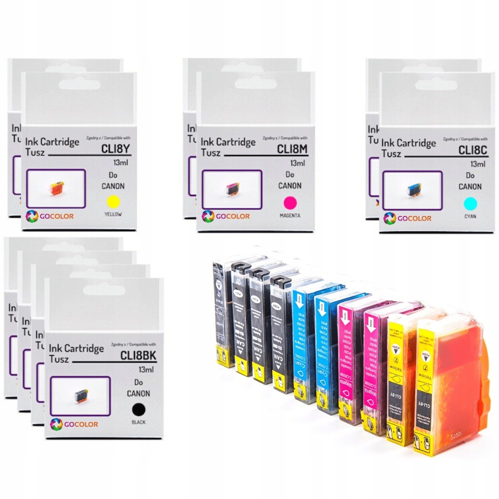10 X Tusz zamienny z Canon CLI-8BK Cmy Pixma MP800