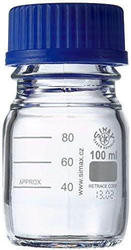neoLab neoLab E-1429 butelki laboratoryjne, GL 45, 100 ml, gwint ISO, zatyczka i pierścień do nalewania (opakowanie 10 szt.) E-1429