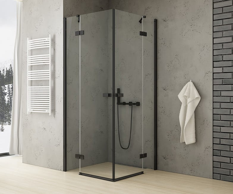 New Trendy Reflexa Black kabina prysznicowa drzwi prawe 120x120 ścianka boczna