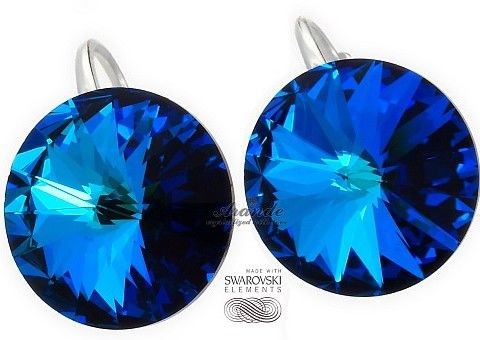 Swarovski kolczyki BERMUDA BLUE SREBRO CERTYFIKAT