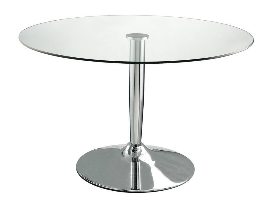 Unique Vente Okrągły stół do jadalni NOLAN - Hartowane szkło i chromowany metal