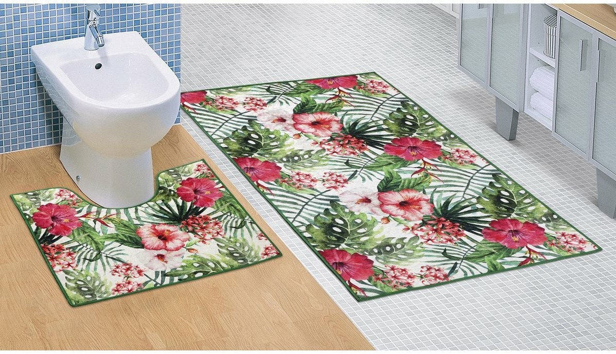 Bellatex Zestaw dywaników łazienkowych Hibiskus 3D, 60 x 100 cm, 60 x 50 cm