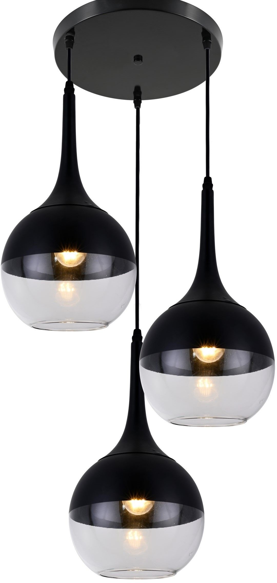 Lumina Deco Deco NOWOCZESNA POTRÓJNA LAMPA WISZĄCA CZARNA FRUDO W3 DECO LDP 11003-3 (BK)
