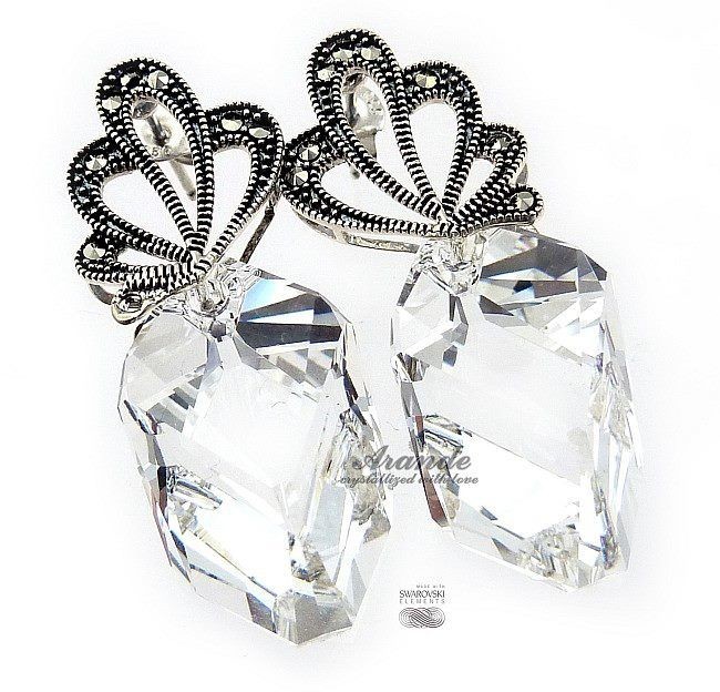 Swarovski UNIKAT kolczyki CUBIC ADORE SREBRO