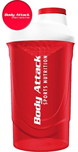 Body Attack Sports Nutrition Protein shaker, pojemność 600 ML, , , czerwony-biały, 69943