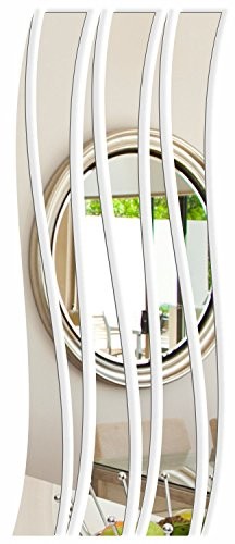 FLEXISTYLE Dekoracyjne lustro Waves D, nowoczesne wzornictwo elementów dekoracyjnych, 3 MM lustro akrylowe z UE, salonu, sypialni, korytarzu, nietłukące się, 