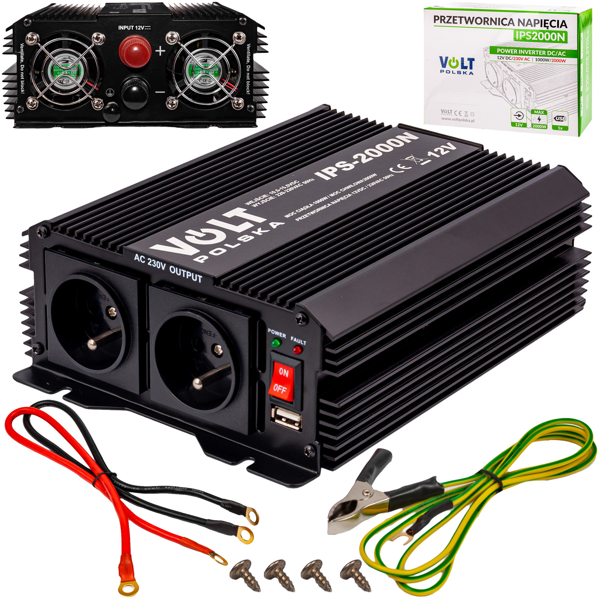 VOLT POLSKA Przetwornica napięcia prądu IPS-2000N (12V/230V/2000W) POLSKA IPS-2000N-12V
