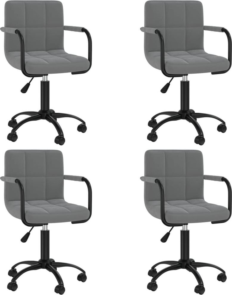 vidaXL Obrotowe krzesła stołowe 4 szt. ciemnoszare obite aksamitem 3088013