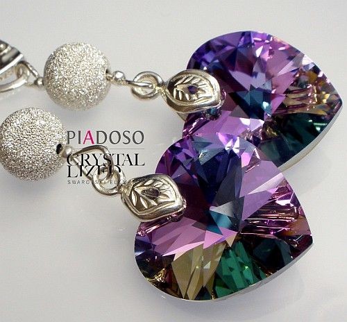 Swarovski piękne długie srebrne kolczyki KOLORY