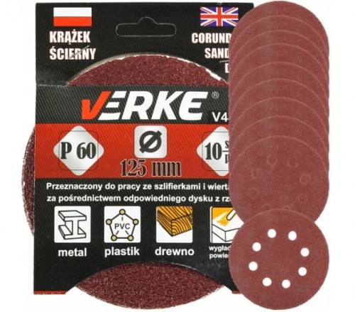 VERKE KRĄŻEK PAPIER ŚCIERNY P 60 125 MM 10 SZT. VERKE V44172 V44172