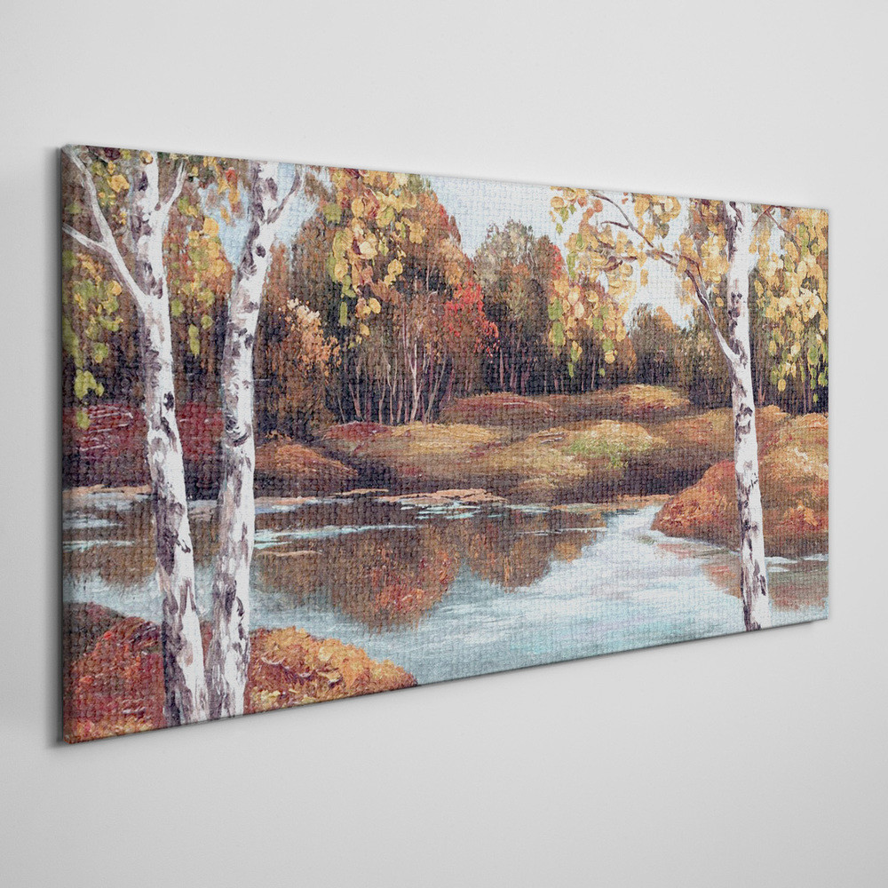 PL Coloray Obraz Canvas las rzeka krajobraz 100x50cm