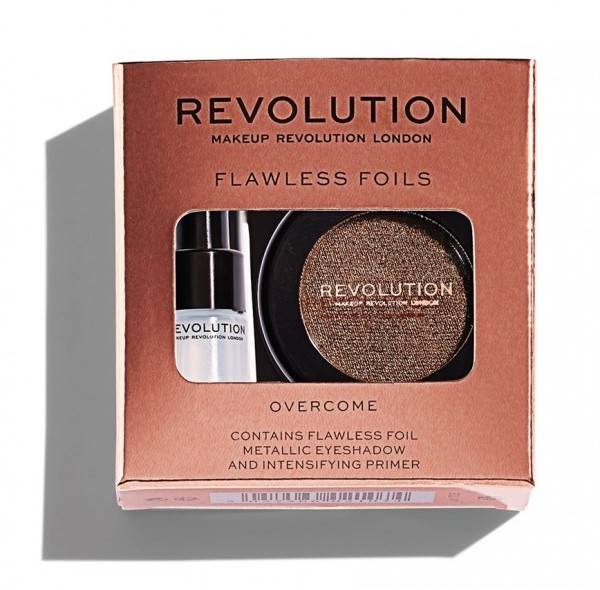 Makeup Revolution Flawless Foils Cień do powiek metaliczny+baza OVERCOME 1op