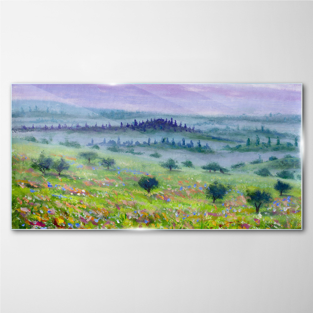 PL Coloray Obraz Szklany malarstwo drzewa krajobraz 100x50cm
