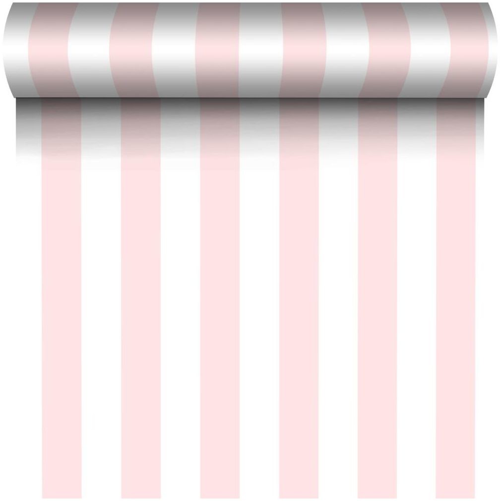 GRANDECOLIFE Tapeta w pasy GRAND STRIPES biało-różowa winylowa na flizelinie