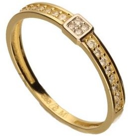 LOVRIN Złoty pierścionek 585 klasyczny z cyrkoniami 0,91 g PAR0623R14K