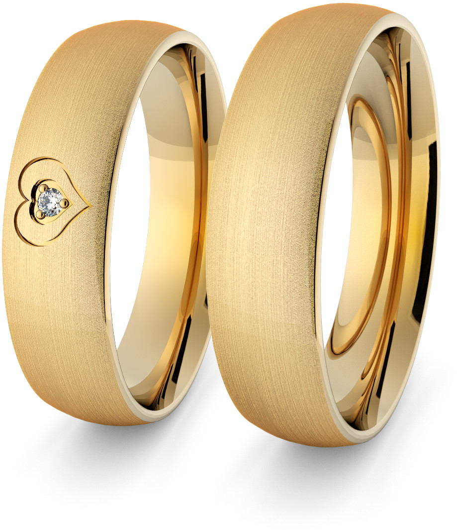 Eminence Obrączki ślubne klasyczne 5 mm z sercem i brylantem - 100 Au-classic-5-100