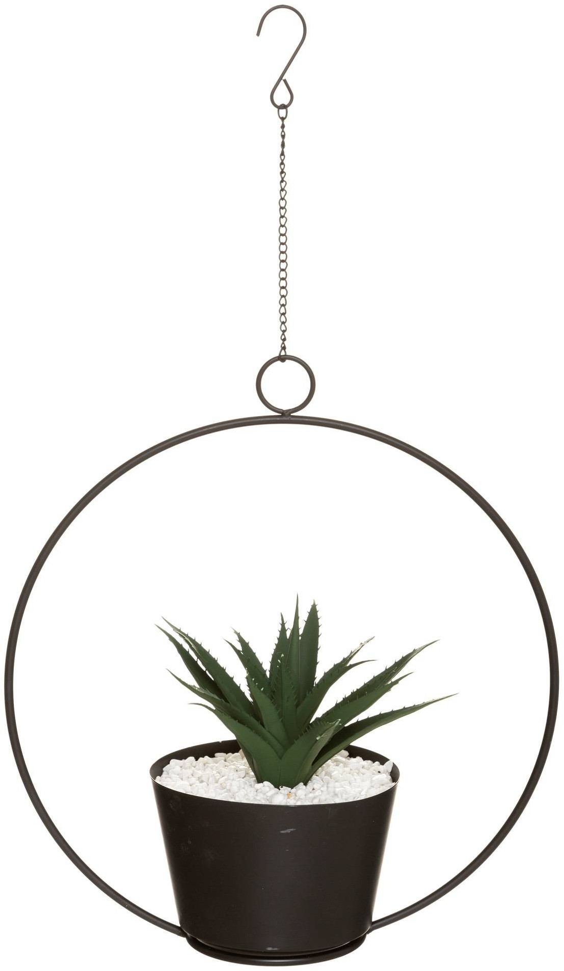 Atmosphera Sztuczna roślina FEEL wisząca dekoracja w obręczy czarna 173031-black