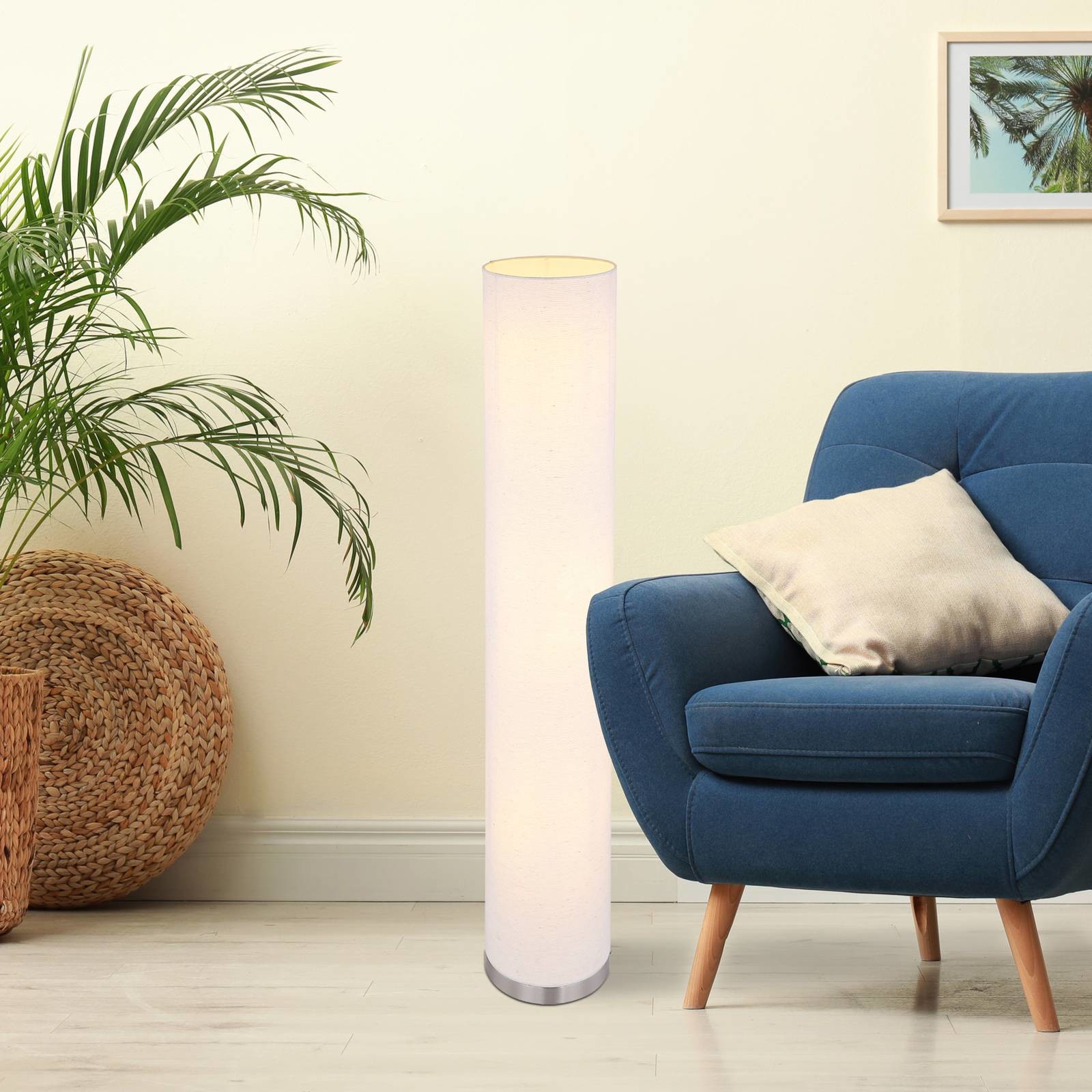 Globo Lighting Lampa stojąca Ava, klosz tkanina kolor piaskowy