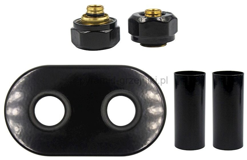 Vario Term Zestaw maskujący rozety + tuleje + złączki Cu/Pex x GW3/4 - czarny błyszczący instalacja alu-pex - PEX rozeta owalna ZMR2P16x3/413