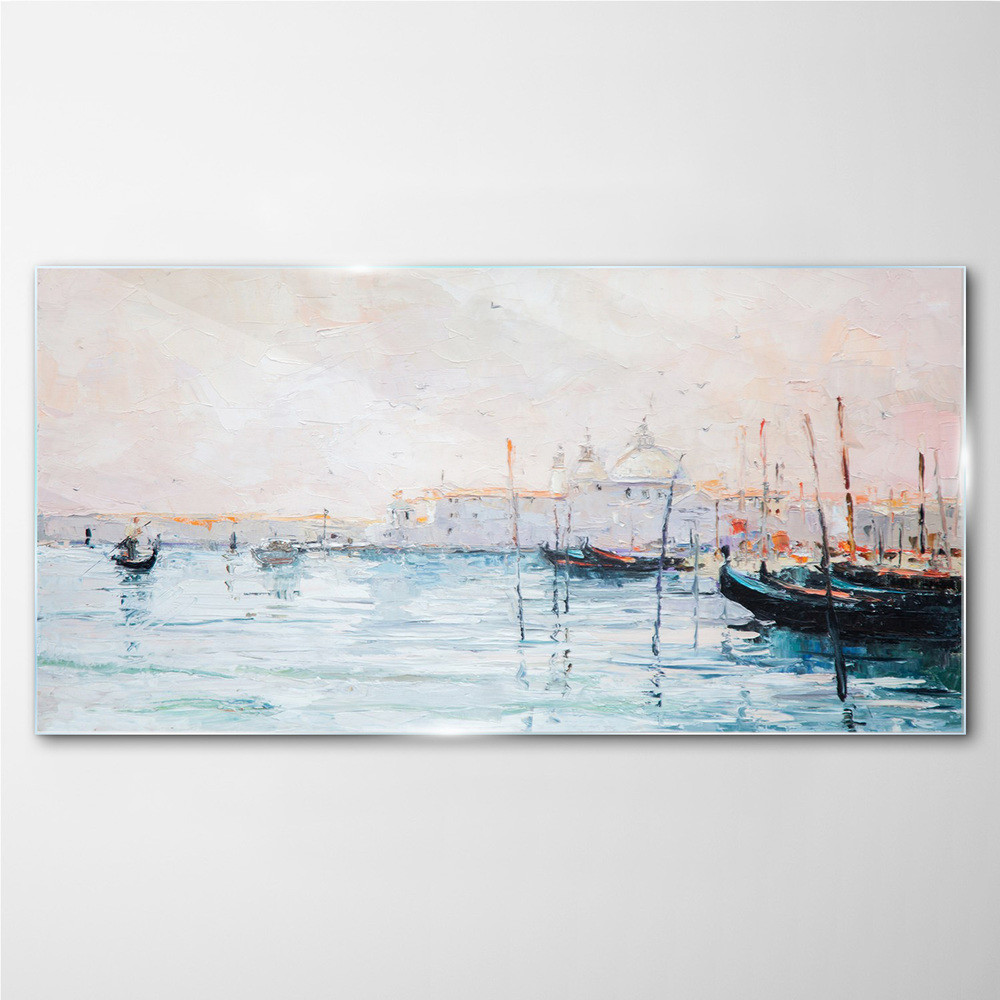 PL Coloray Obraz na Szkle morze port port łodzie 100x50cm