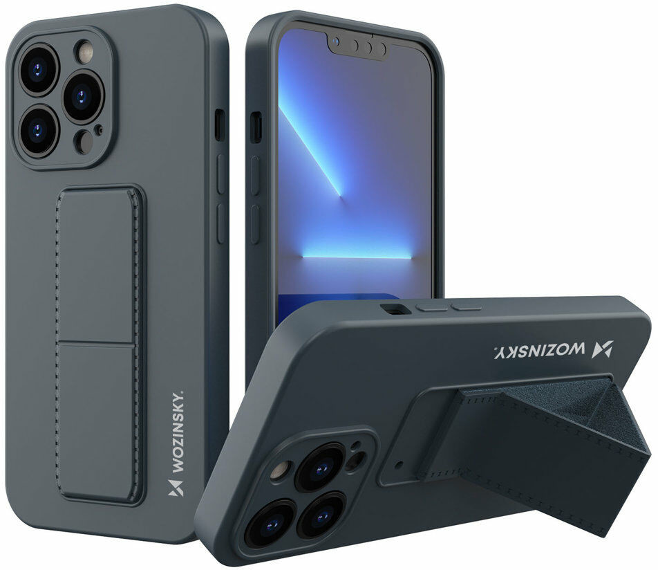 Wozinsky Kickstand Case elastyczne silikonowe etui z podstawką iPhone 13 granatowy