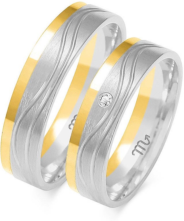 Złoty Skorpion Obrączki ślubne dwukolorowe wzór A223 Au-A223