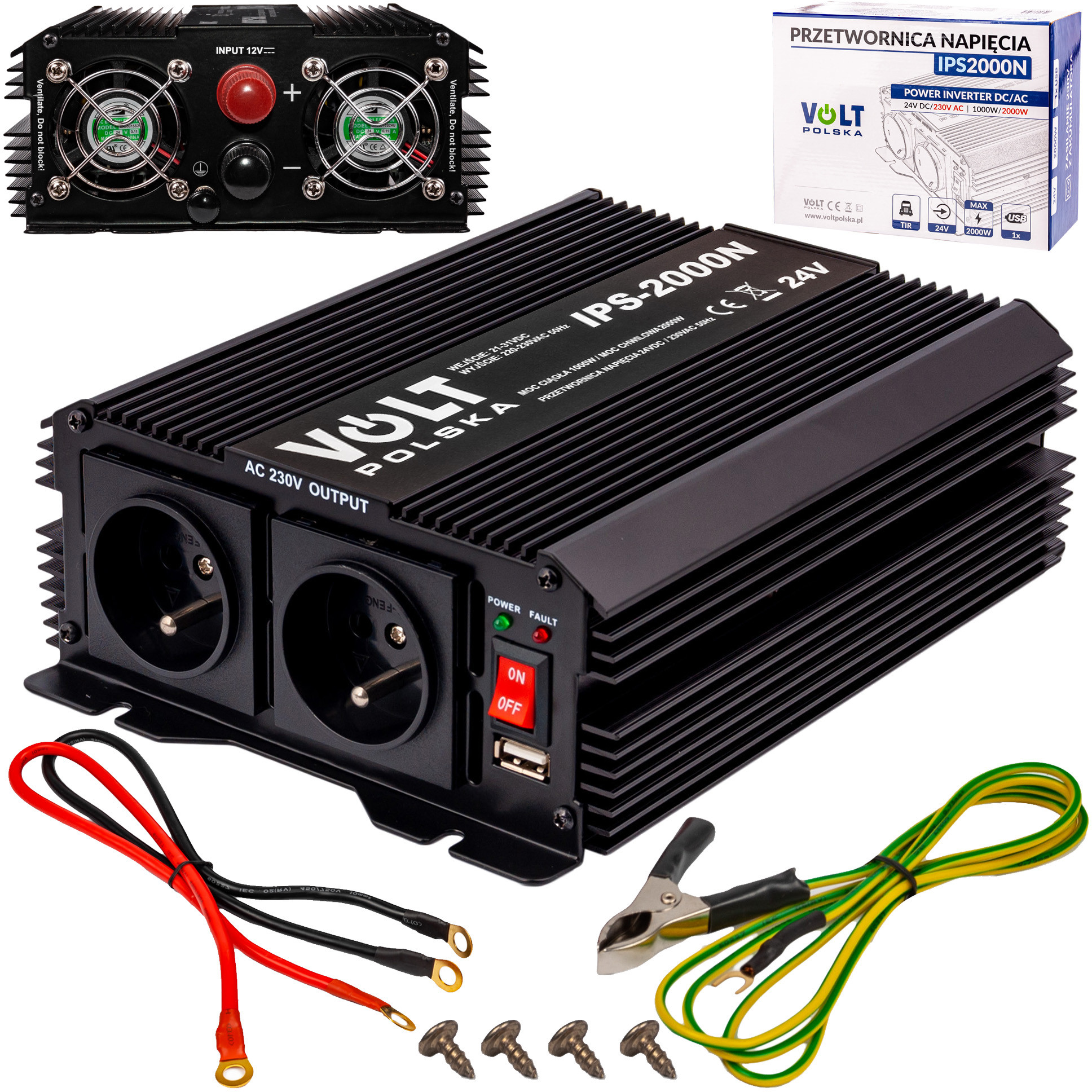 VOLT POLSKA Przetwornica napięcia prądu IPS-2000N (24V/230V/2000W) POLSKA IPS-2000N-24V