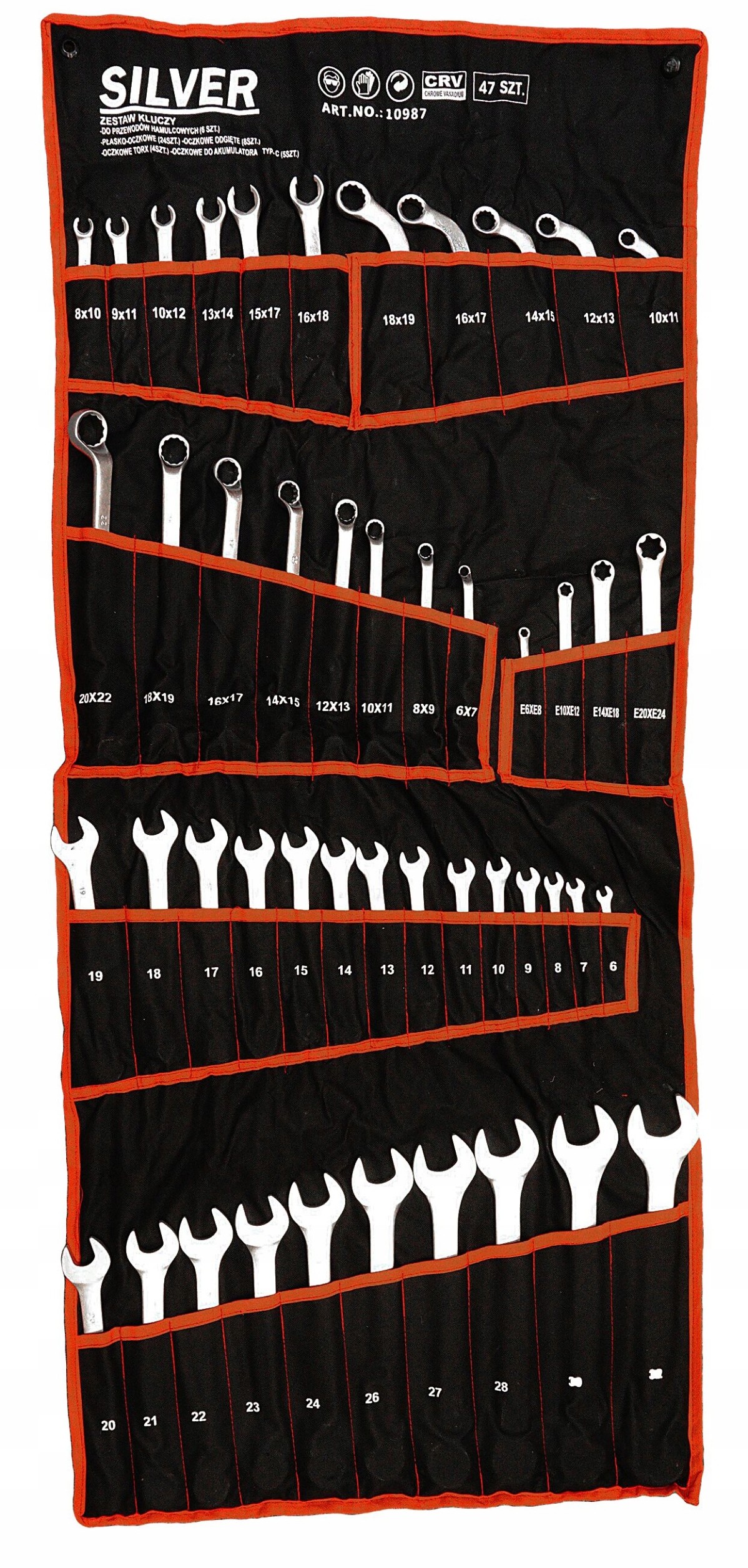 Klucze Płasko Oczkowe 6-32 Torx Zestaw Kluczy 47sz