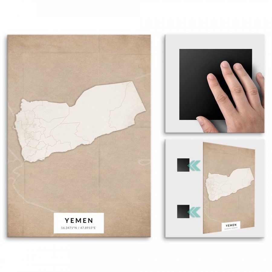 Pix4home Plakat metalowy Mapa Vintage Jemen L POS-L-04377