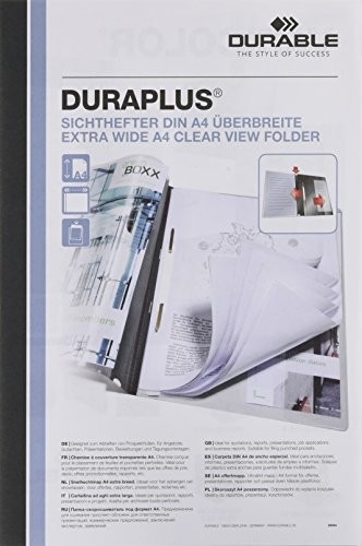 Durable 257910 Skoroszyt prezentacyjny Duraplus (A4, z przezroczystą okładką), opak. 25 sztuk, kolor szary. 257910