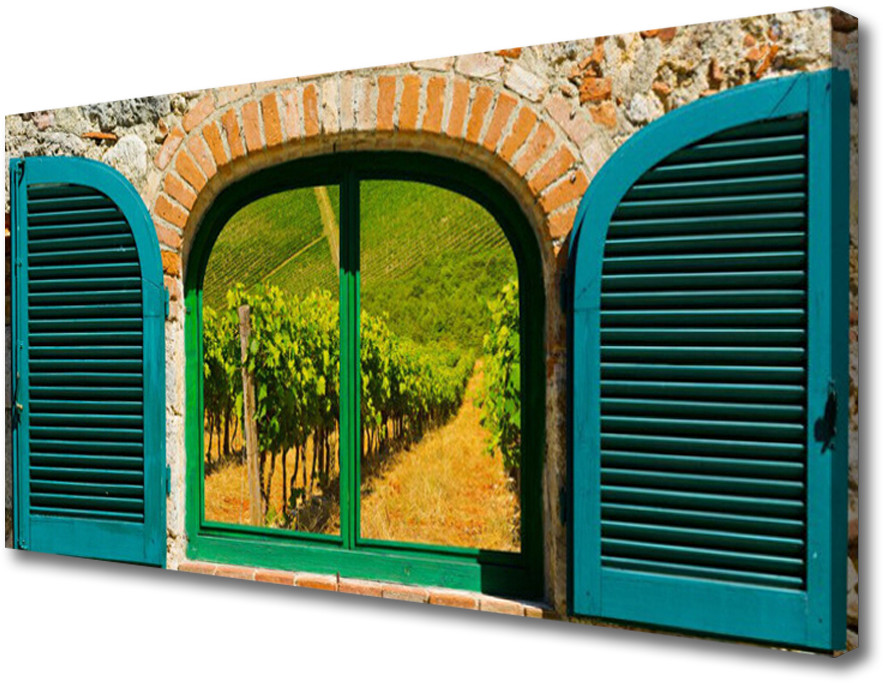 PL Tulup Obraz Canvas Okno Pole Krajobraz 140x70cm