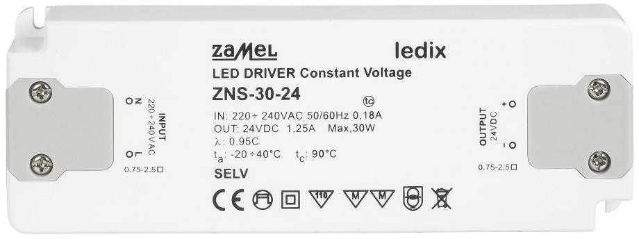 Zamel Zasilacz LED slim 30W 24V DC ZNS-30-24 LDX10000153
