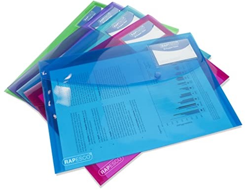 RAPESCO 0700 teczka kolekcjonerska z zatrzaskiem, A4+, różne przezroczyste kolory, 5 sztuk 0700