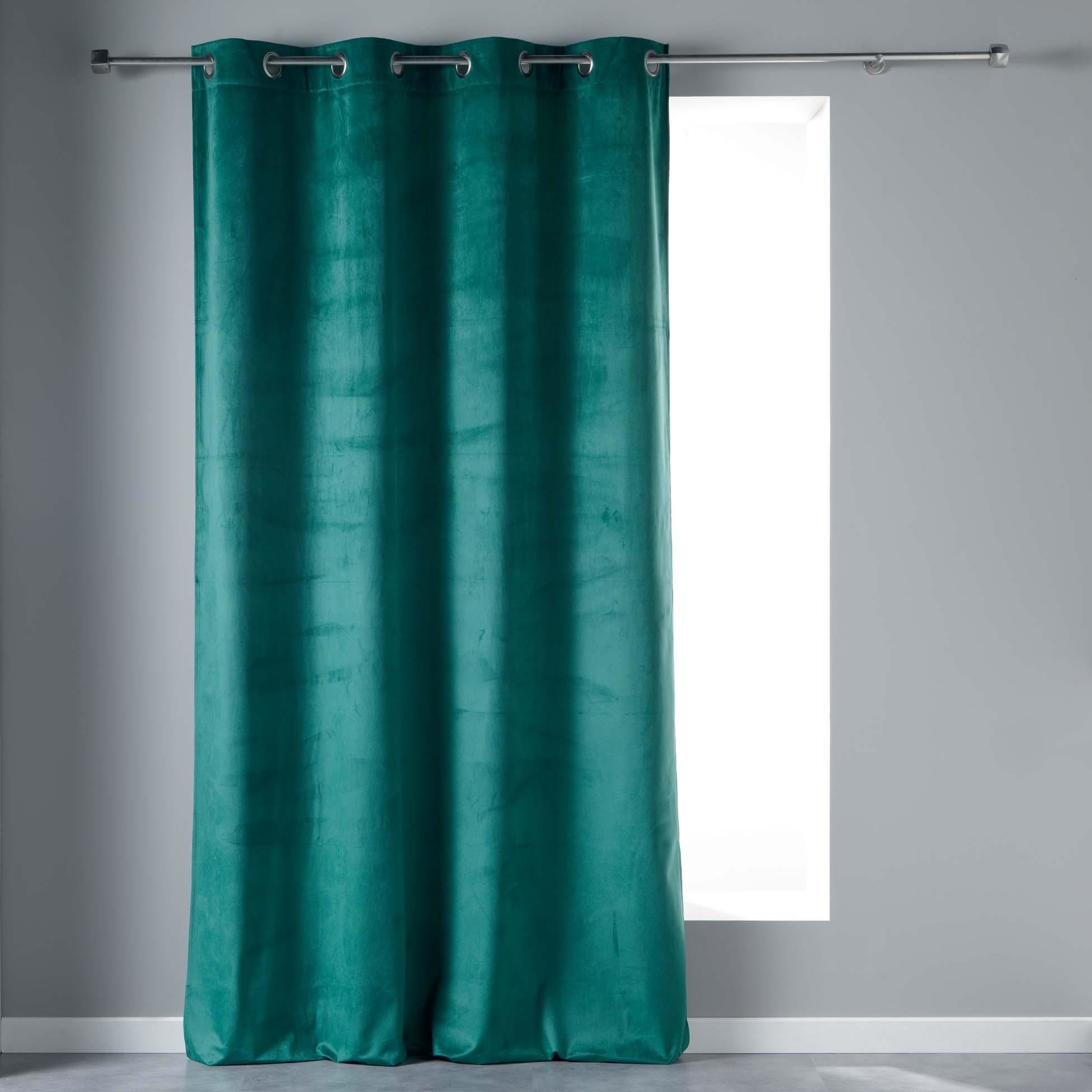 Douceur d'intérieur Douceur dintérieur Zasłona na przelotkach 140 x 240 cm VELOUTEA zielona B07V3M4X48