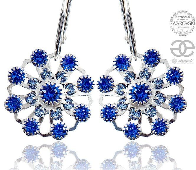 Swarovski KOLCZYKI UNIKAT SAPPHIRE FLOW LUX SREBRO