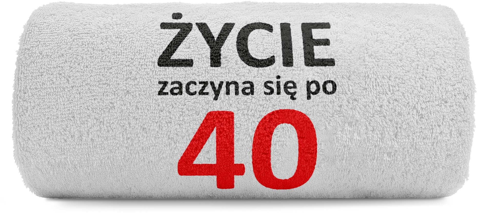 pat15.net Duży ręcznik 100x50 z haftem + tekst - Na 40-tkę 884