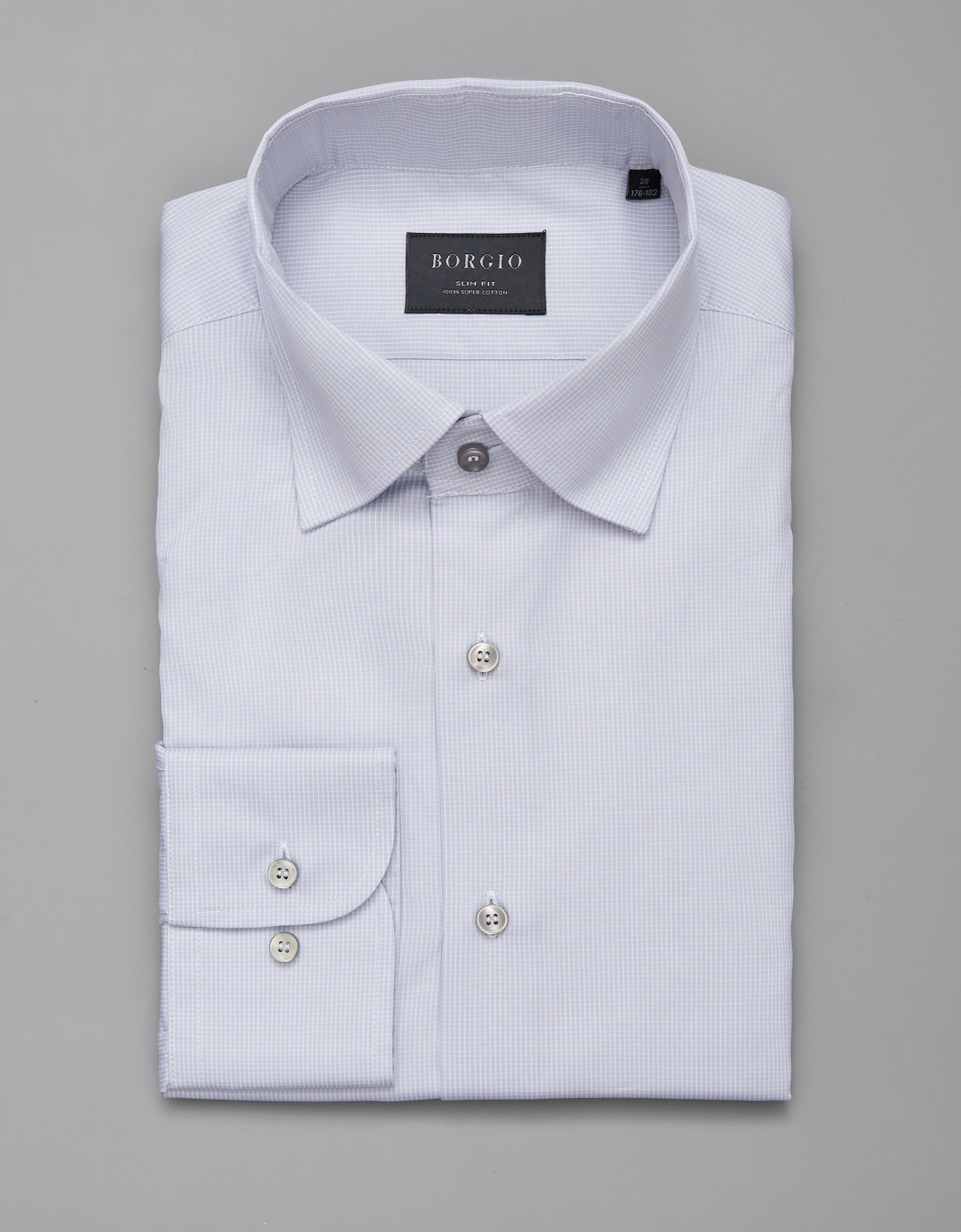 Borgio koszula matera 00245 długi rękaw szary slim fit