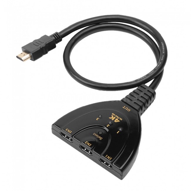 Techly 360042 Przełącznik HDMI 3x1 4K 30Hz Pigtail 360042