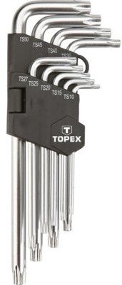 Topex Klucze torx 5-kątne STAR, długie TS10-50mm, 9szt. 35d951