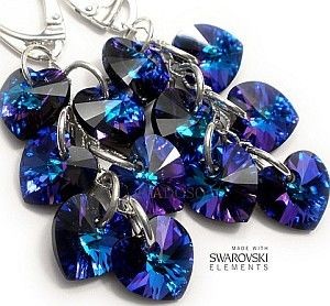 Swarovski długie kolczyki SREBRO Serce CERTYFIKAT