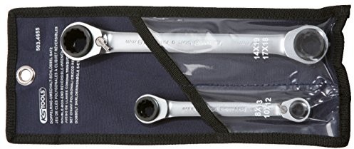 KS Tools 503.4655 Plus 4 in 1 Gear zestaw kluczy z podwójną grzechotką pierścieniową, przełączana, 2-częściowy, 8 X 13  18 X 19 MM 503.4655