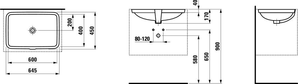 Laufen Pro S Umywalka podblatowa 64,5x45 cm biała H8119650001091