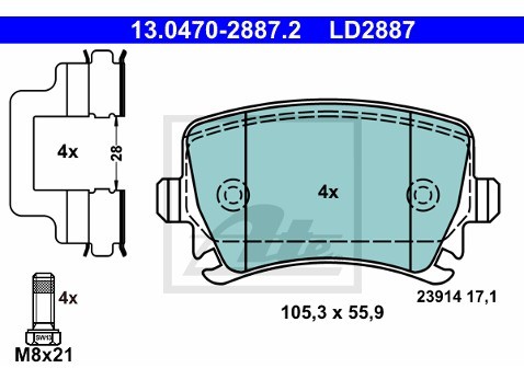 ATE Klocki hamulcowe - komplet 13.0470-2887.2