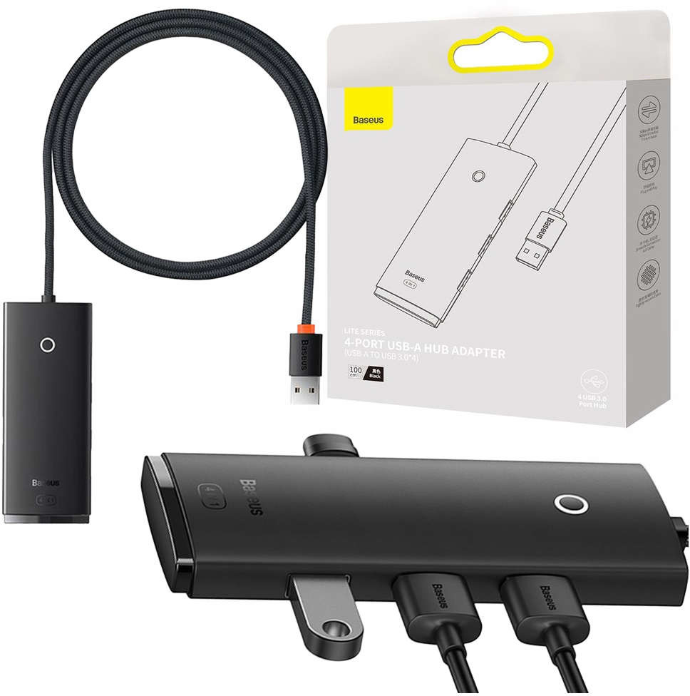 Baseus HUB Adapter Lite Series przejściówka rozdzielacz USB-A do 4x USB-A 100cm WKQX030101
