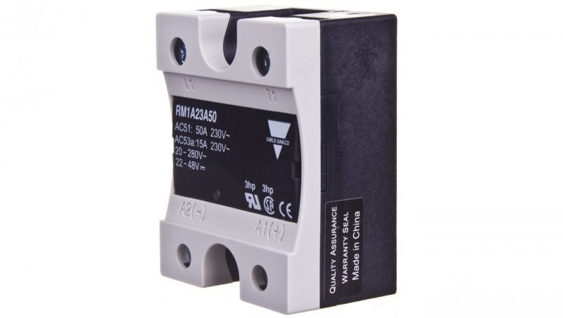 carlo gavazzi Przekaźnik półprzewodnikowy jednofazowy 24-265V AC 50A 20-280VAC/22-48VDC RM1A23A50 RM1A23A50