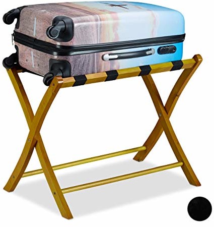 Relaxdays drewniany stojak na walizki, składana półka na bagaż, bagaż, wymiary (wys. x szer. x gł.): 52,5 x 66,5 x 48 cm, różne kolory
