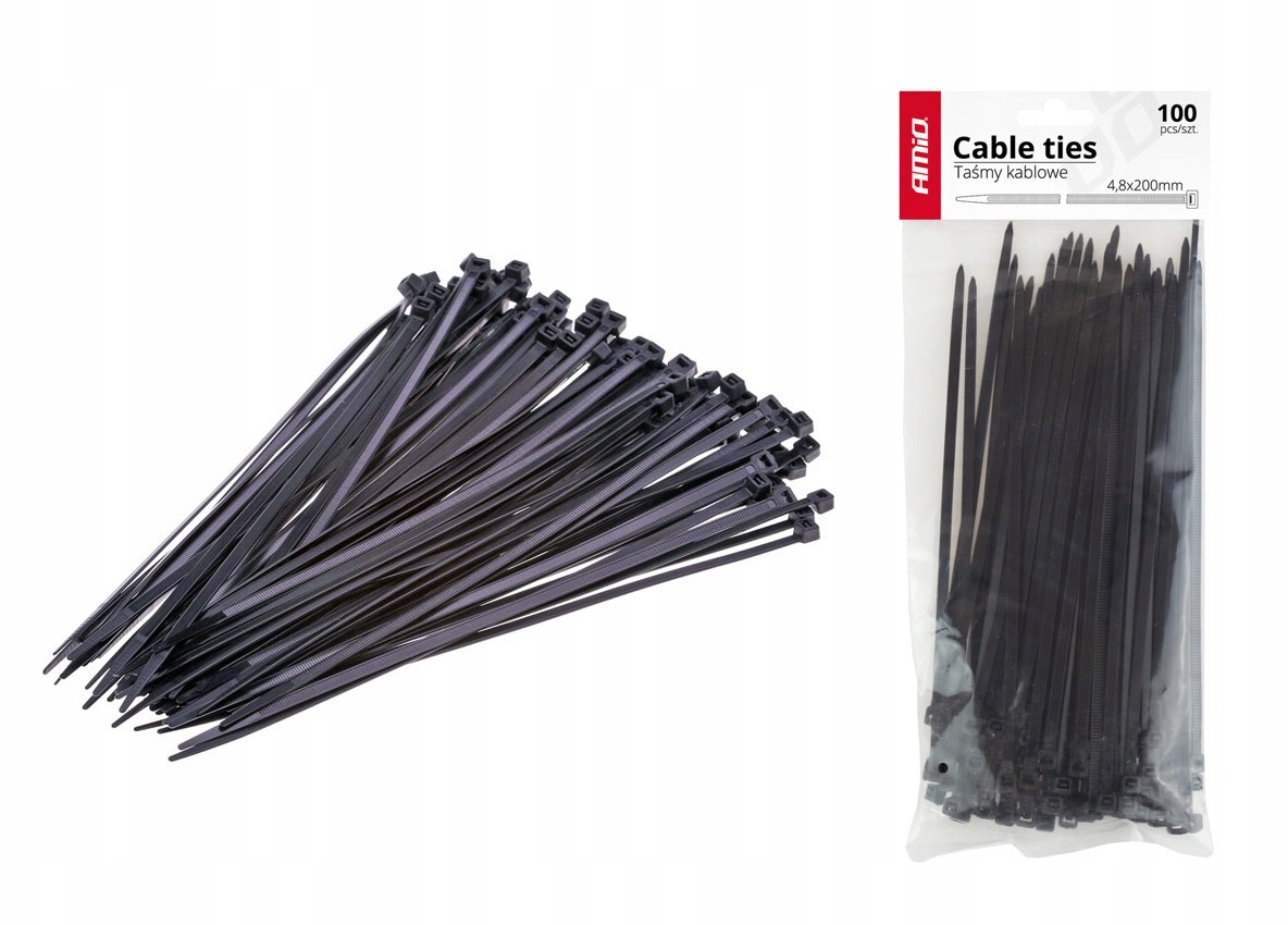 Opaski Zaciskowe Kablowe Trytki Uv Czarne 2,5x150