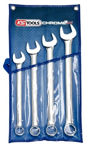 KS Tools 518.0644 Chrome zestaw kluczy płasko-oczkowych Plus, narożników tabletu przy użyciu elastycznych pasków, 4-częściowy, 24  32 MM 4042146119938
